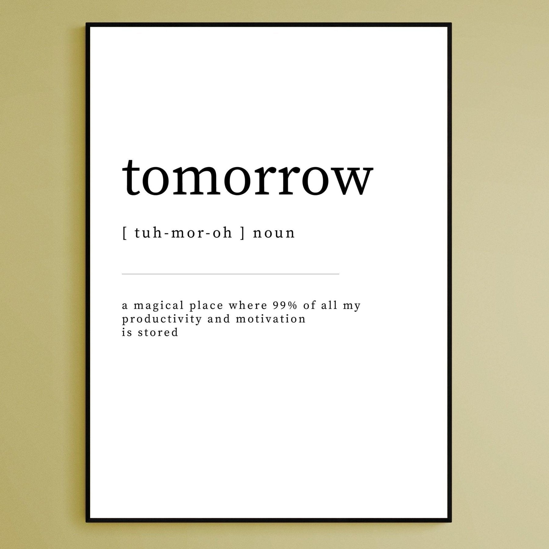 Tomorrow Definition Print - 98typesDefinitions