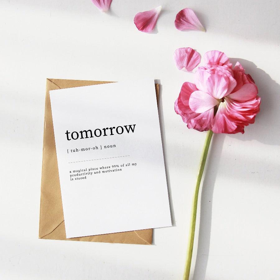 Tomorrow Definition Print - 98typesDefinitions