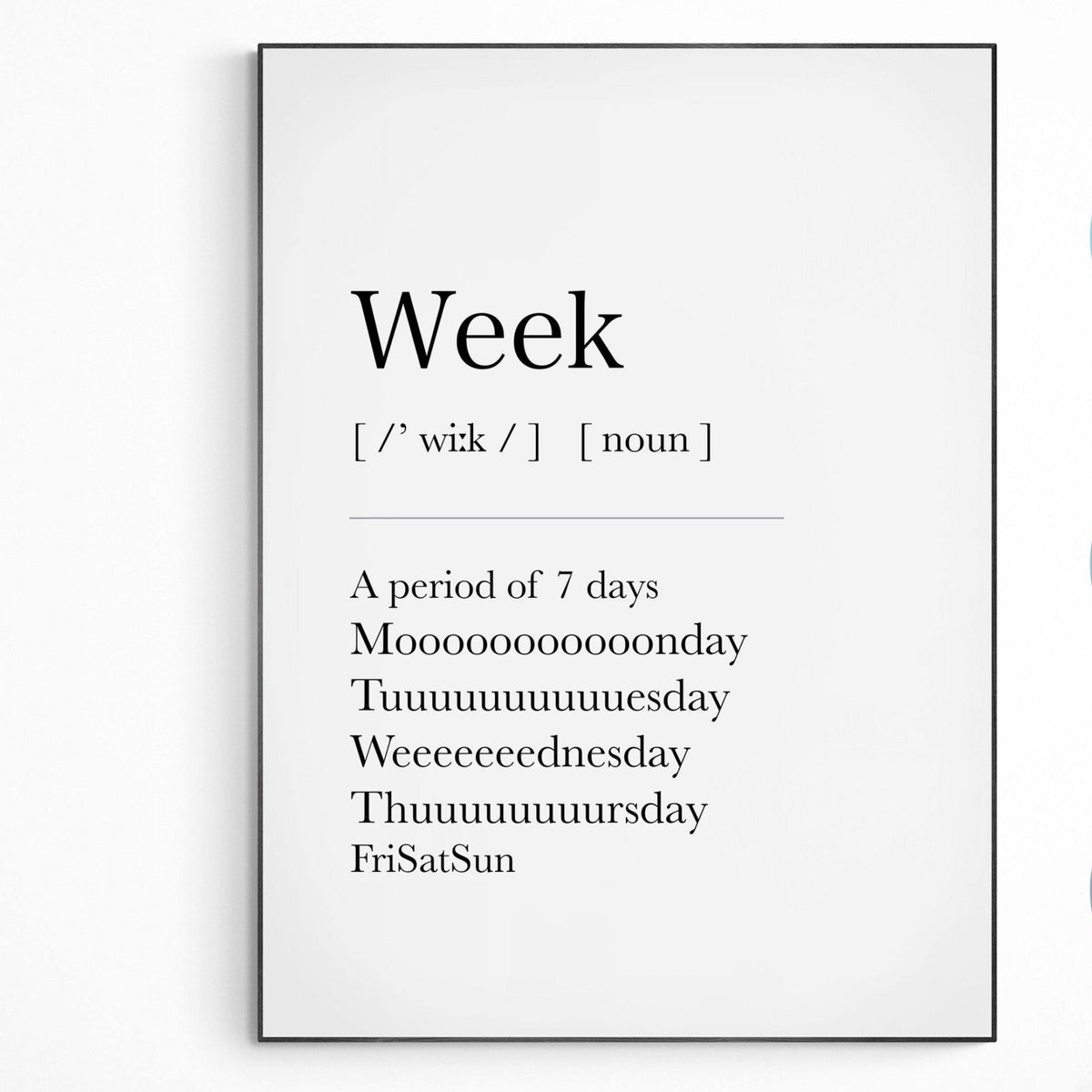 Weekly Meaning Example Week Definition Print - 98 Types Studio