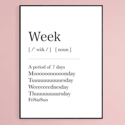 Week Definition Print - 98typesDefinitions