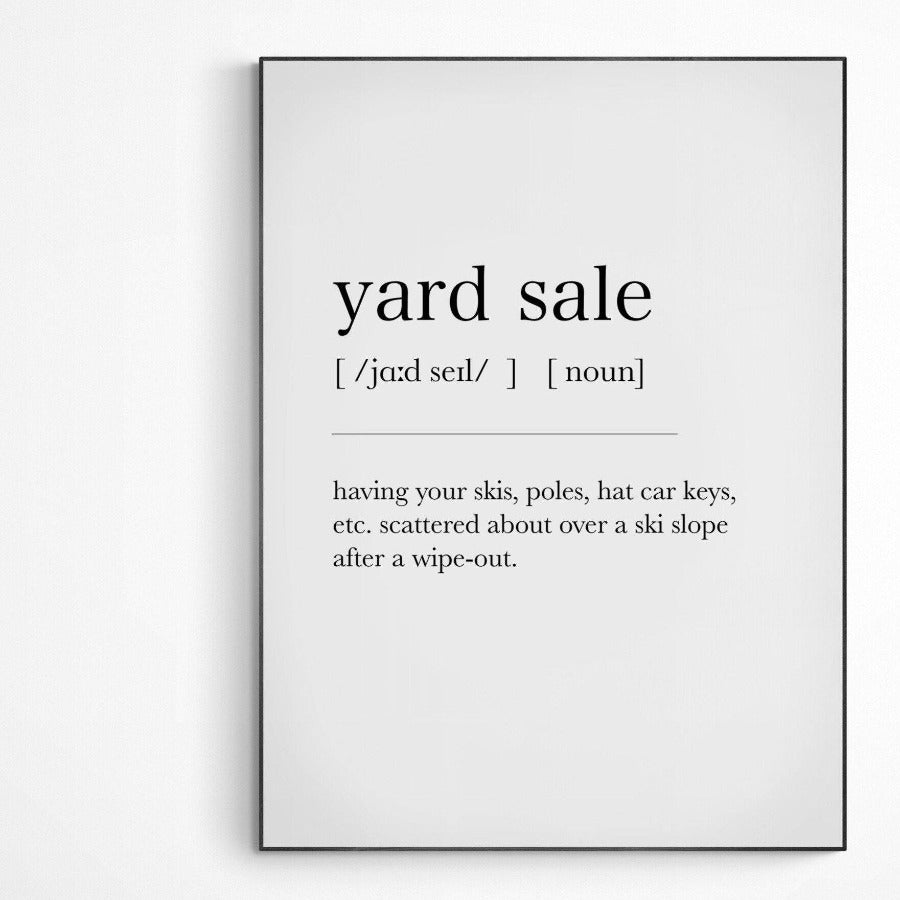 Yard Sale Definition Print - 98typesDefinitions