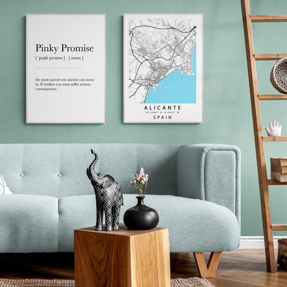 Alicante Street Map Poster - 98typesEurope Maps