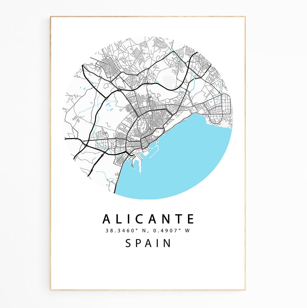 Alicante Street Map Poster - 98typesEurope Maps
