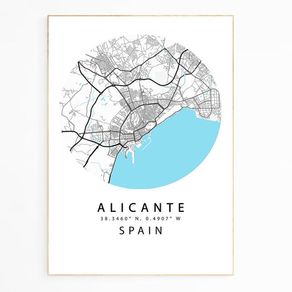 Alicante Street Map Poster - 98typesEurope Maps