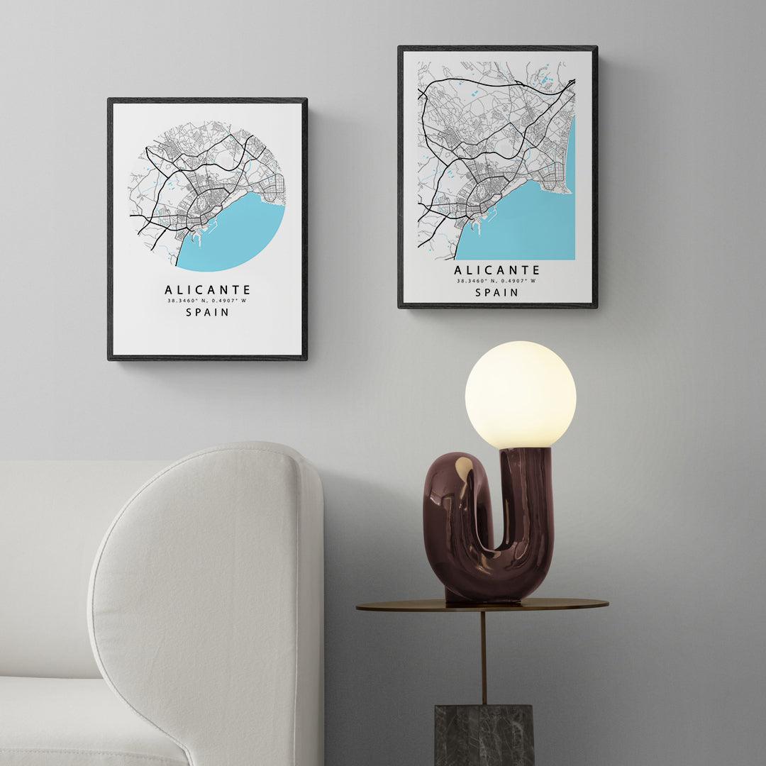 Alicante Street Map Poster - 98typesEurope Maps