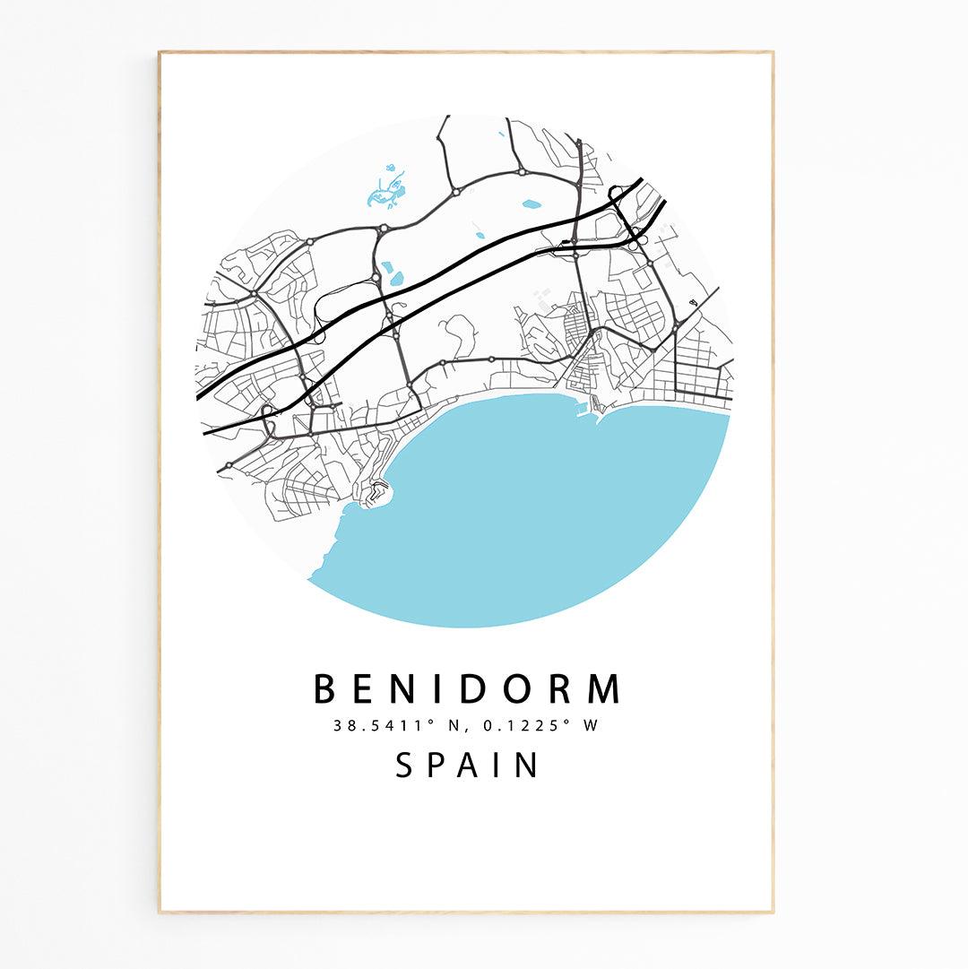 Benidorm Street Map Poster - 98typesEurope Maps