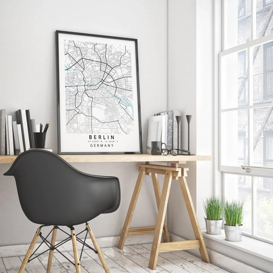 Berlin City Map Print - Germany Street Map Wall Art Poster UK by 98types