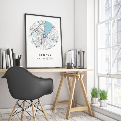 GENEVA Switzerland Map Print - 98typesEurope Maps