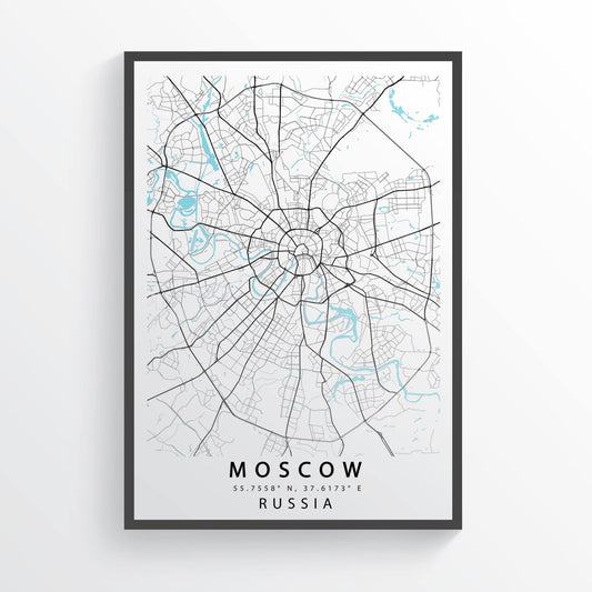 MOSCOW Russia Map Print - 98typesEurope Maps