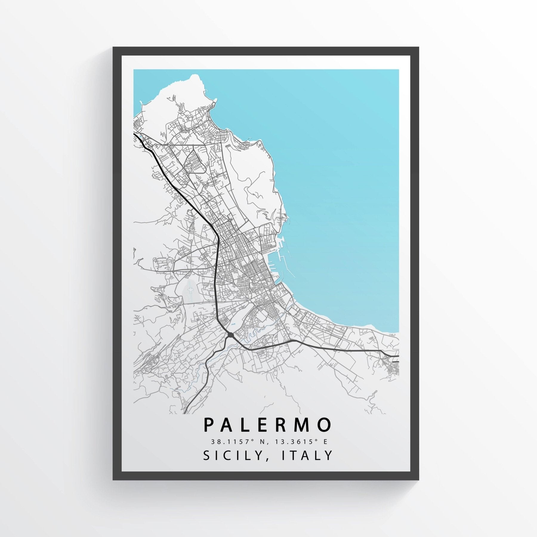 PALERMO Italy Map Print - 98typesEurope Maps