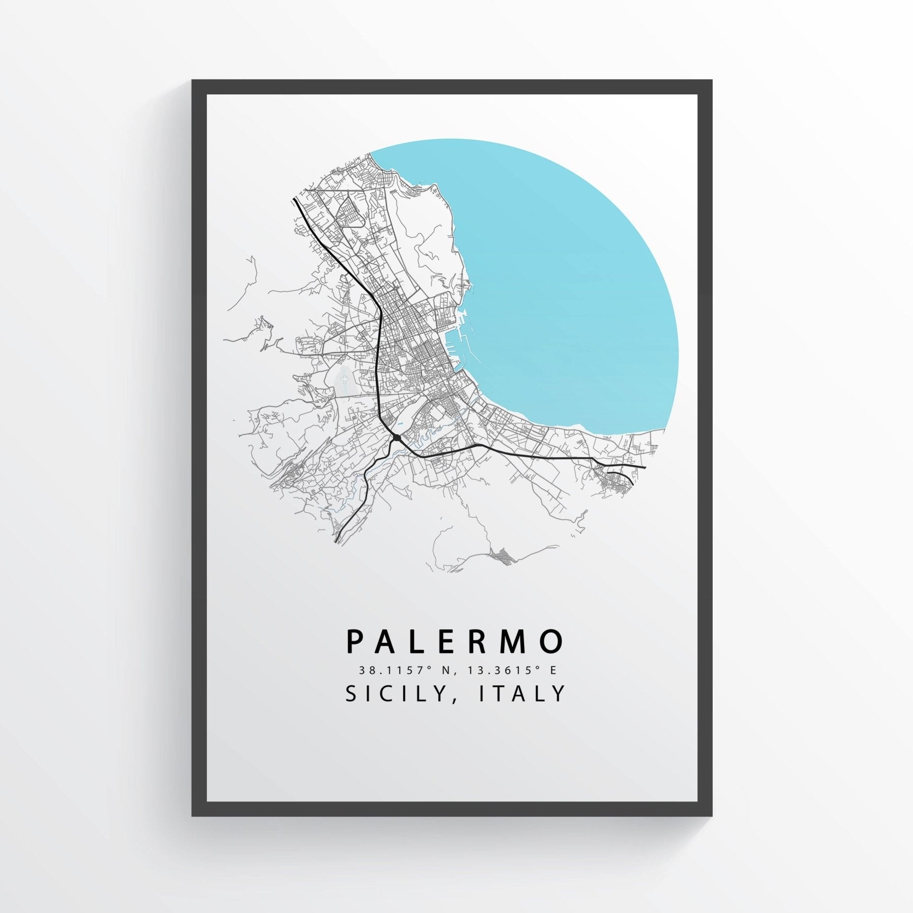 PALERMO Italy Map Print - 98typesEurope Maps