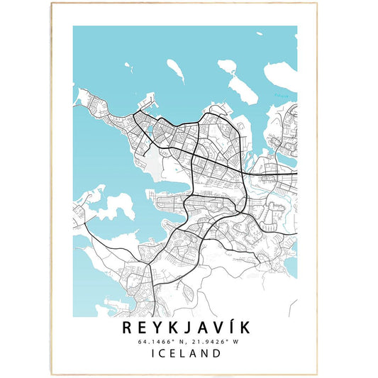 REYKJAVIK Iceland Map Print - 98typesEurope Maps