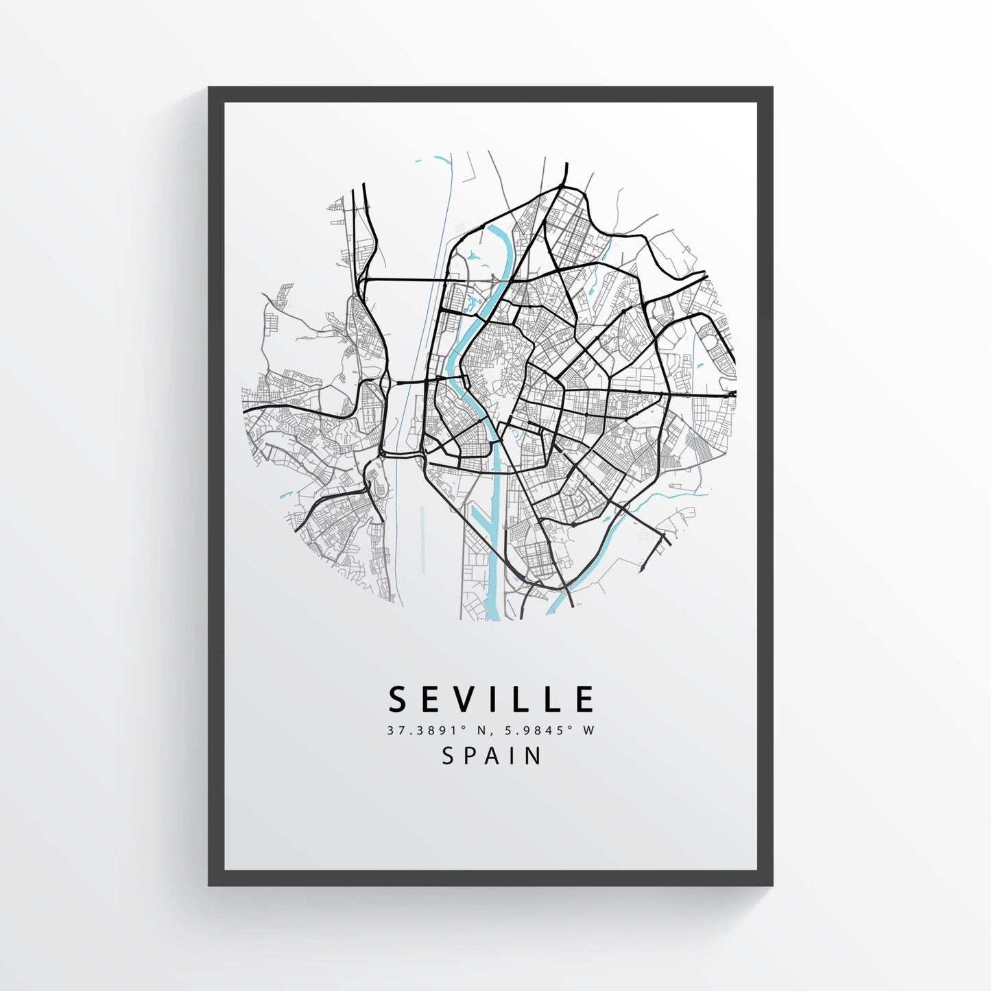 SEVILLE StreetMap Print - 98typesEurope Maps