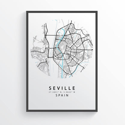 SEVILLE StreetMap Print - 98typesEurope Maps