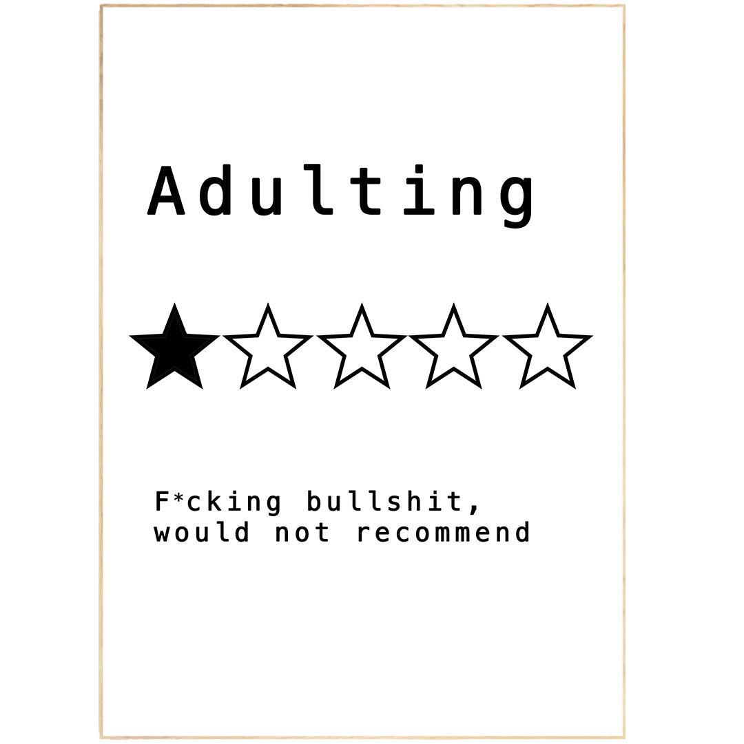 Adulting Would Not Recommend Wall Art Prints - 98typesFUNNY QUOTES