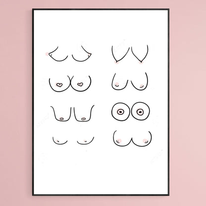 Boobs Art Print - 98typesFUNNY QUOTES