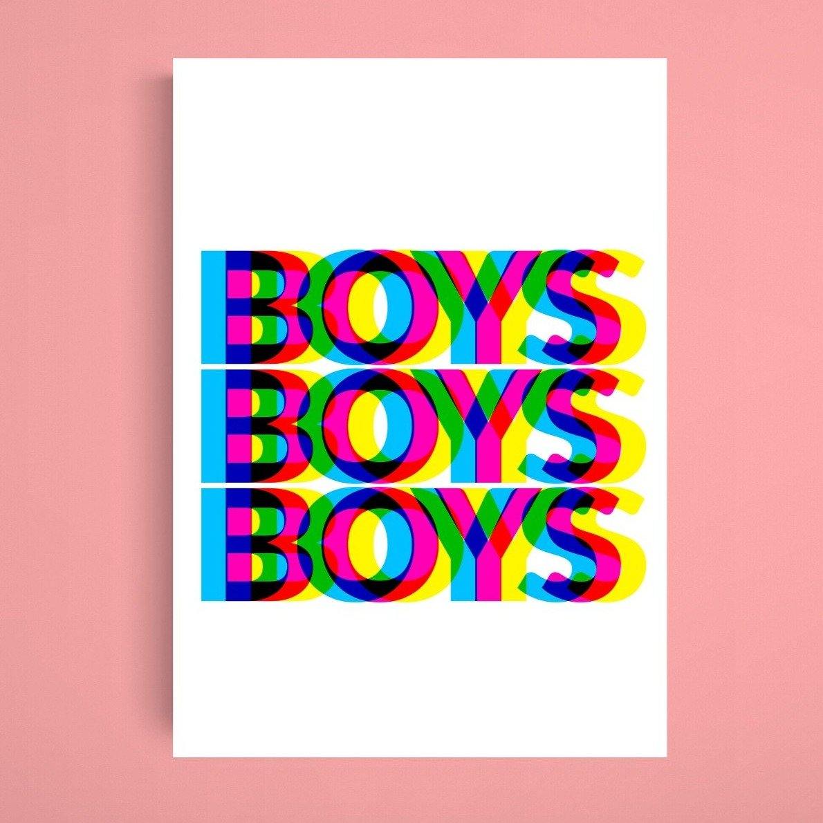 Boys Boys Boys Gay Print | Pride Poster - 98typesFUNNY QUOTES