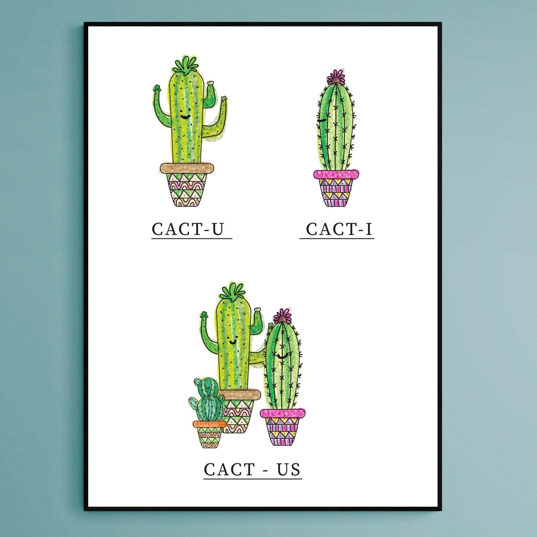 Cactus Couple Poster - 98typesFUNNY QUOTES