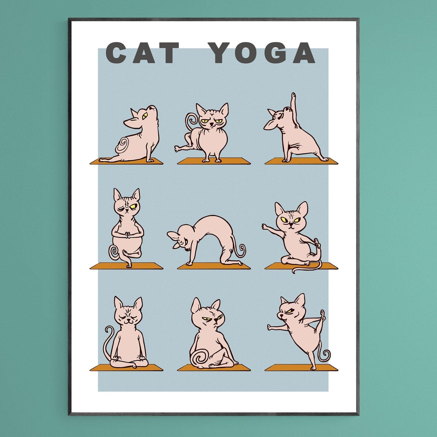 Cat Yoga Pose Poster - 98typesFUNNY QUOTES
