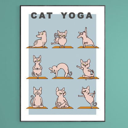 Cat Yoga Pose Poster - 98typesFUNNY QUOTES