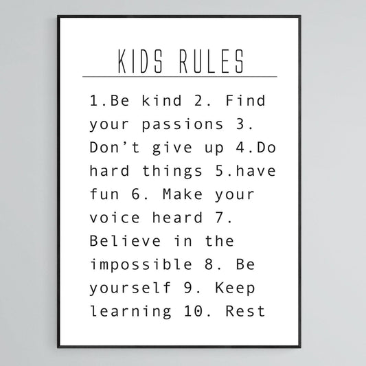 Kids Rules House Print - 98typesFUNNY QUOTES