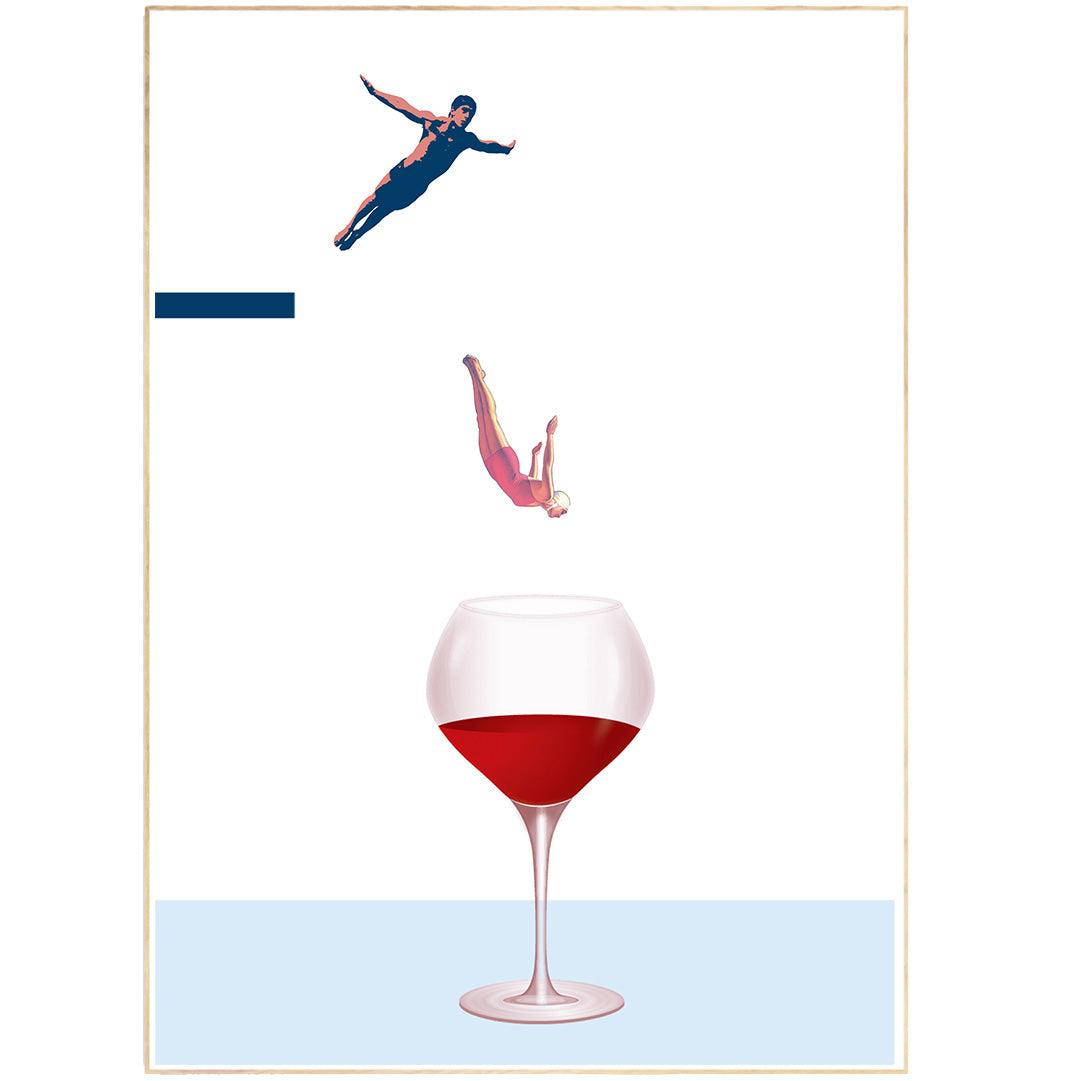 Swimming Wine Art Print - 98typesFUNNY QUOTES