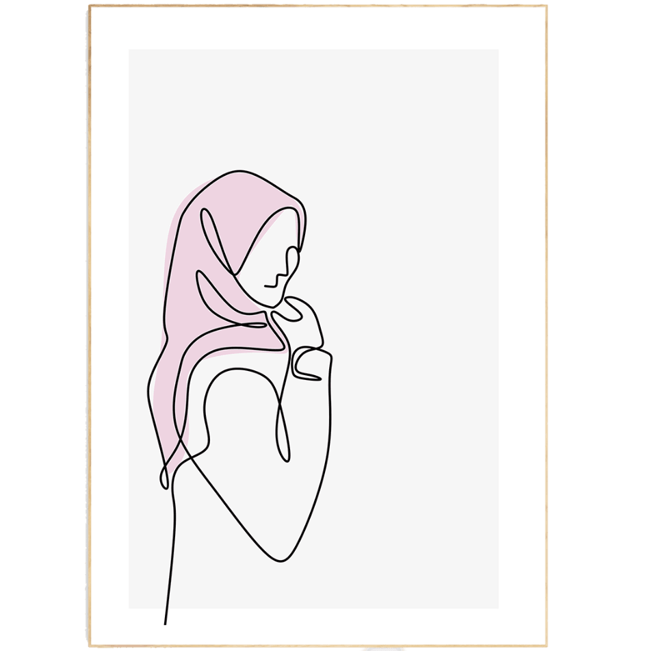 Elegant woman in pink Line Art Print - 98typesLine Art