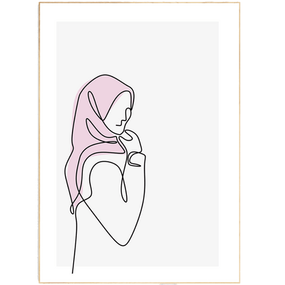 Elegant woman in pink Line Art Print - 98typesLine Art