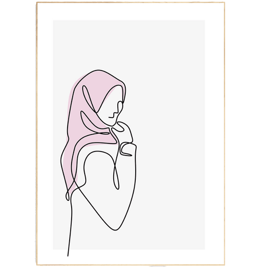 Elegant woman in pink Line Art Print - 98typesLine Art