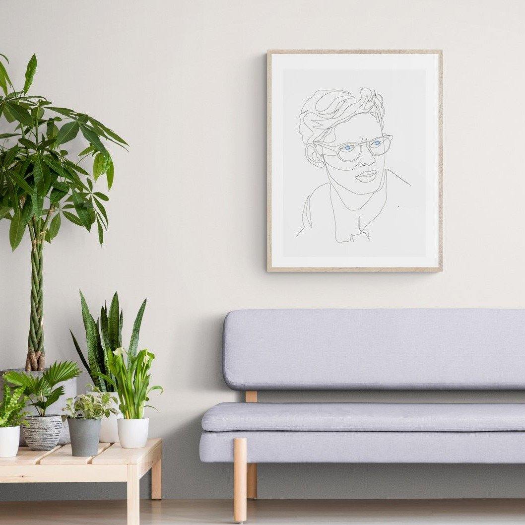 Man with glasses Line Art Print - 98typesLine Art