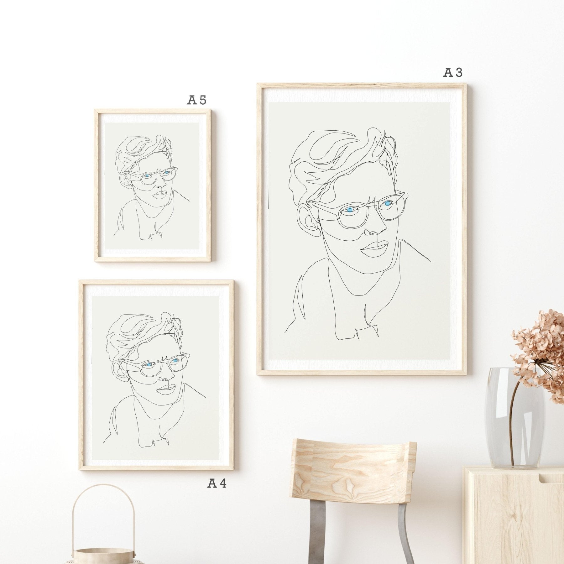 Man with glasses Line Art Print - 98typesLine Art