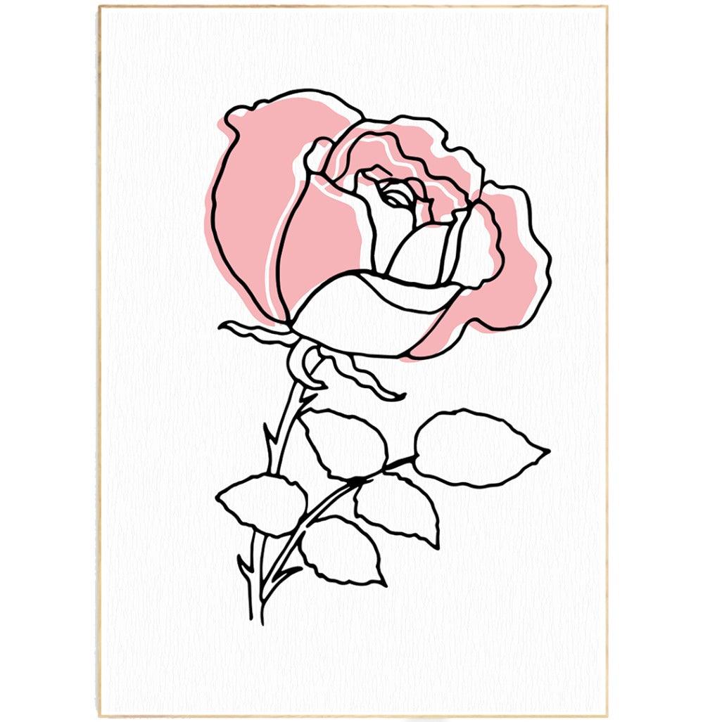 Pink flower Line Art Print - 98typesLine Art