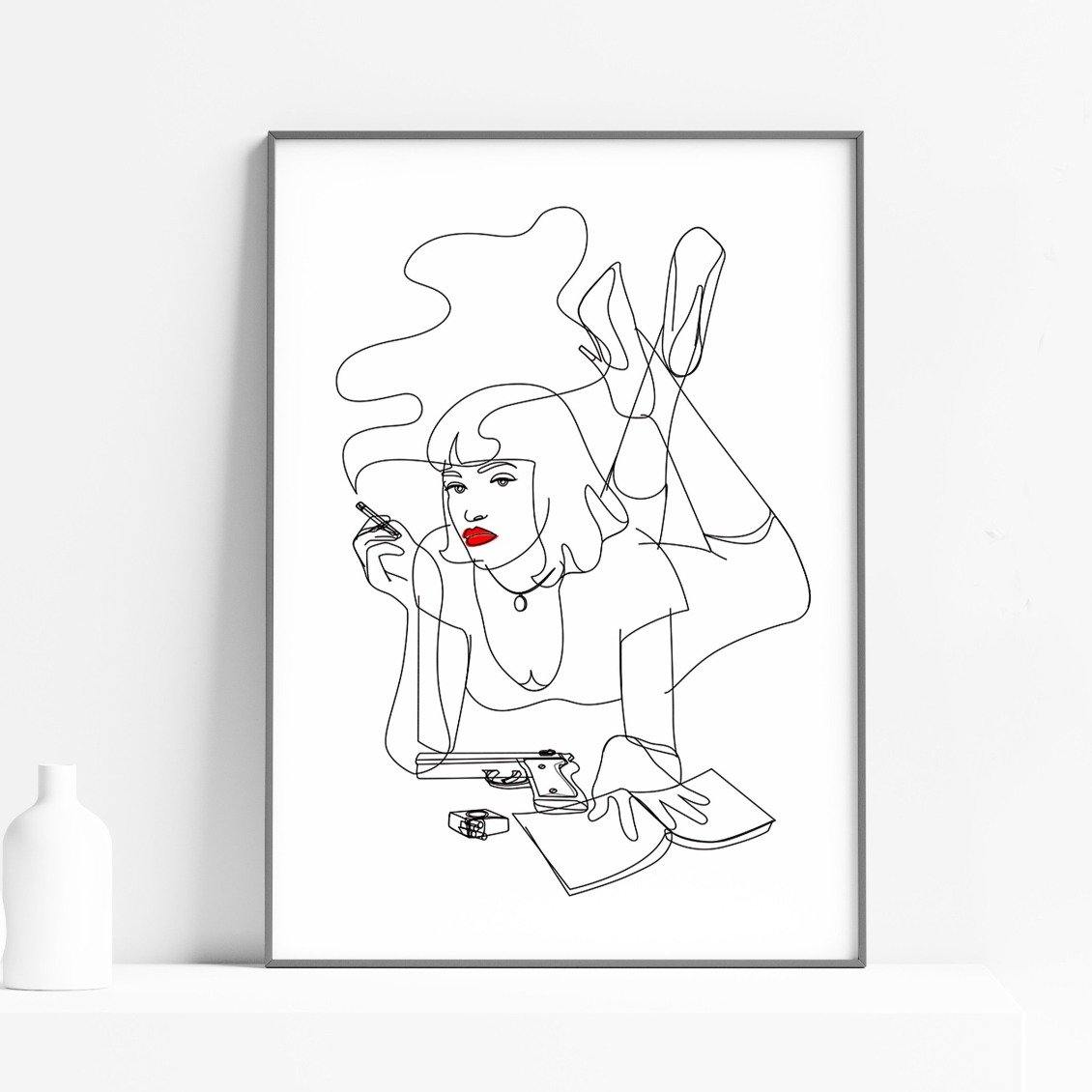Pulp fiction Line Art Print - 98typesLine Art