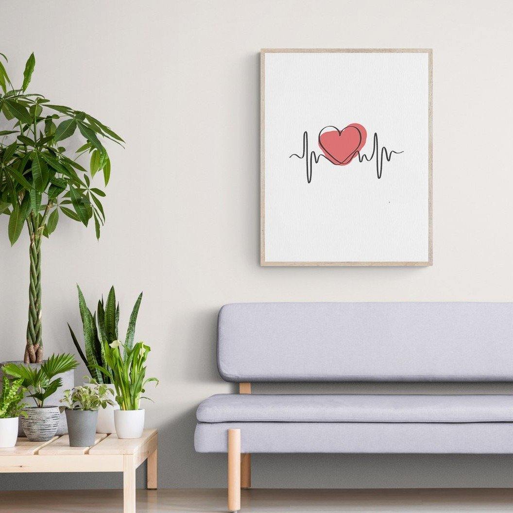 Red Love Line Art Print - 98typesLine Art