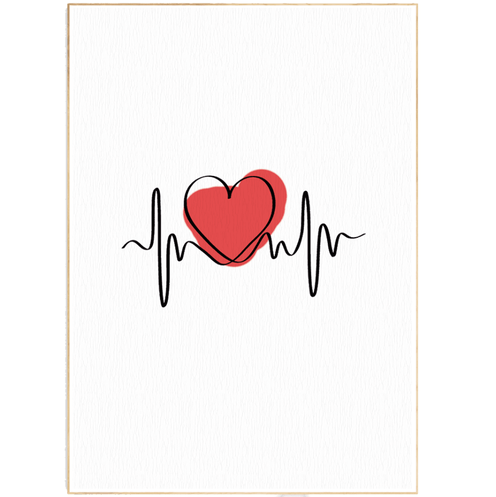 Red Love Line Art Print - 98typesLine Art
