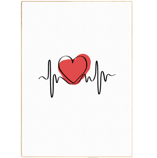 Red Love Line Art Print - 98typesLine Art