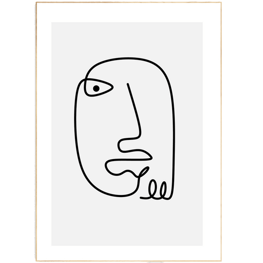 Woman Face Red Line Art Print - 98typesLine Art