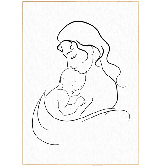 Woman giving love Line Art Print - 98typesLine Art