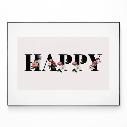 Happy Motivational Quote Print - 98typesMotivational Quotes