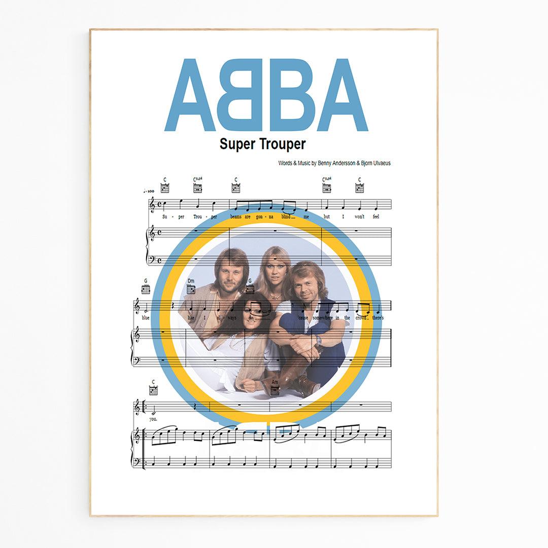 ABBA • Super Trouper Song Lyric Print - 98typesMusic