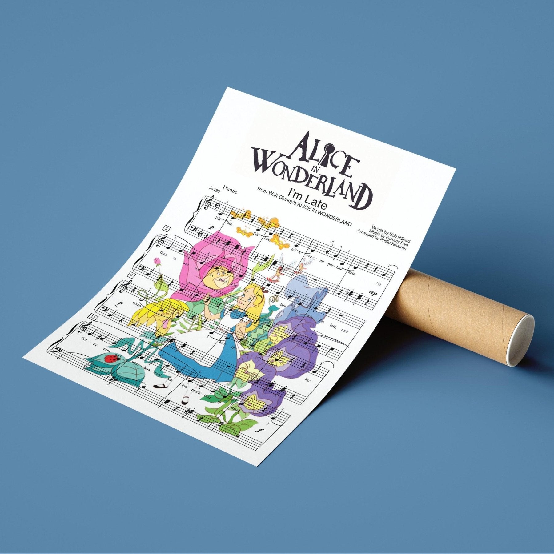 Alice in Wonderland - I'm late Poster - 98typesMusic