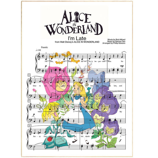 Alice in Wonderland - I'm late Poster - 98typesMusic
