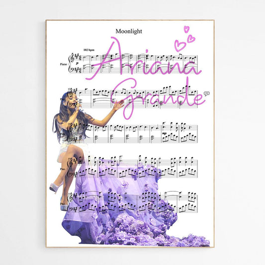 Ariana Grande - Moonlight Sheet Notes Print - 98typesMusic