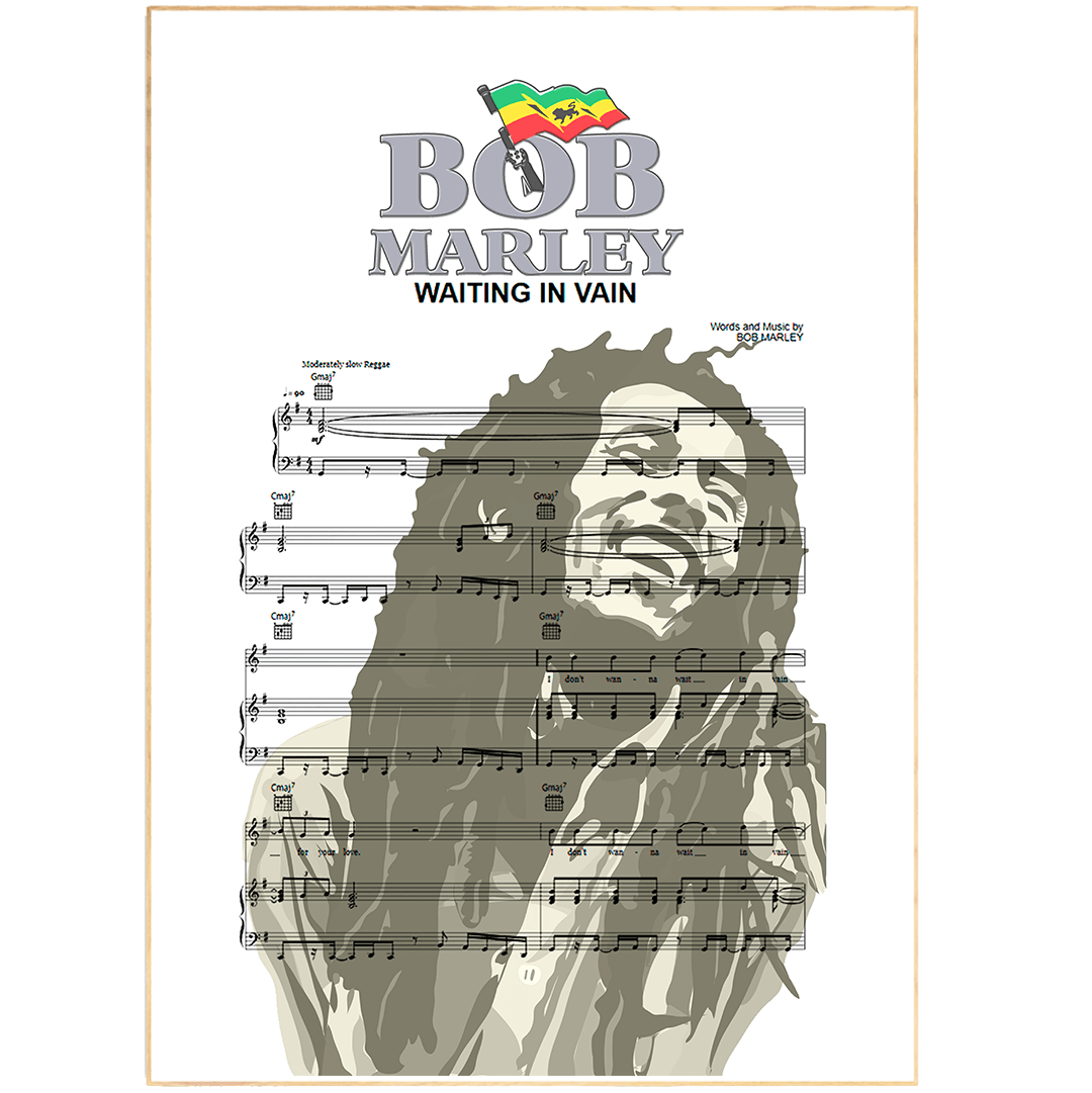 Bob Marley • Waiting in Vain Song Lyric Print - 98typesMusic