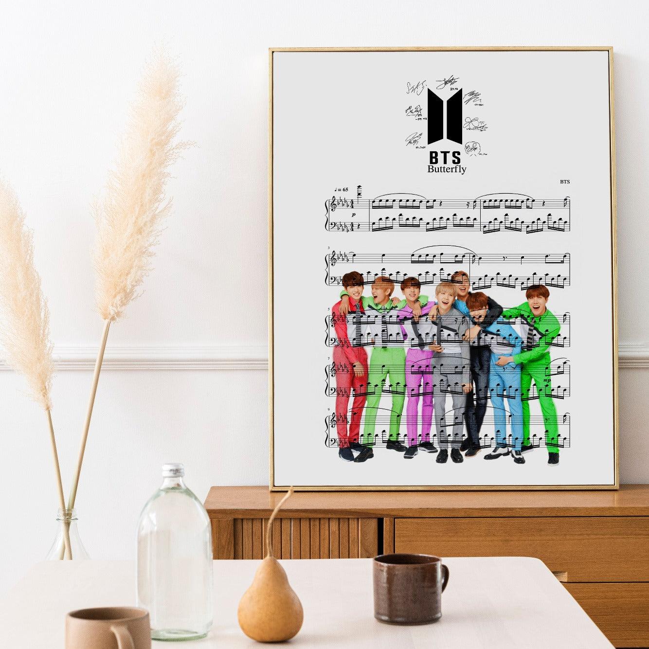 BTS Butterfly Song Print | Sheet Music Wall Art - 98typesMusic