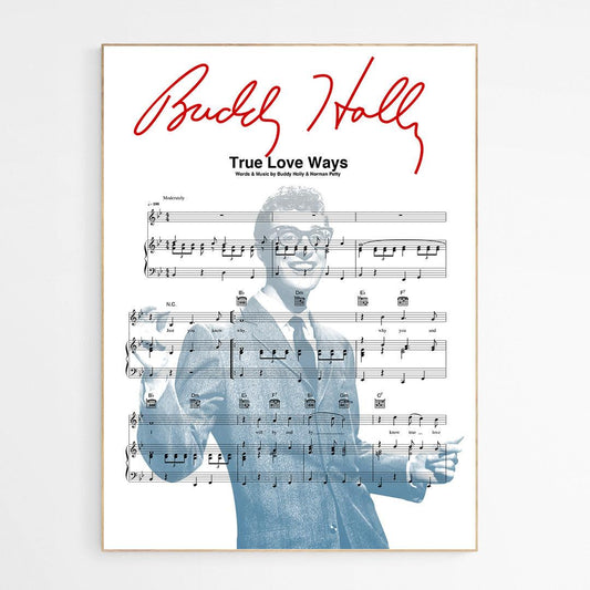 Buddy Holly true love ways Song Print - 98typesMusic