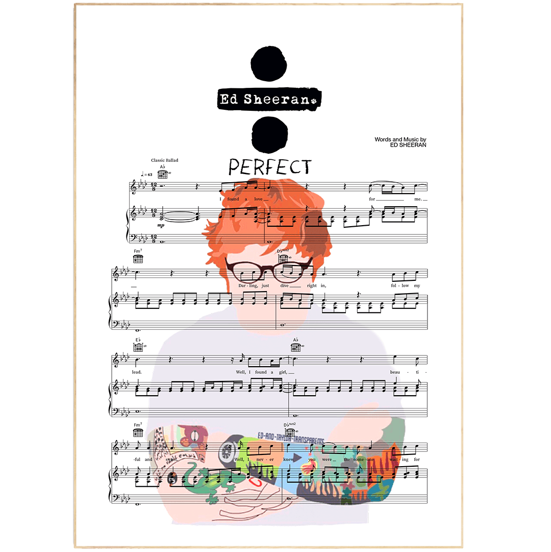 Pecfect Ed Sheeran Perfect Poster Print | Song Music Sheet Notes Print – 98types