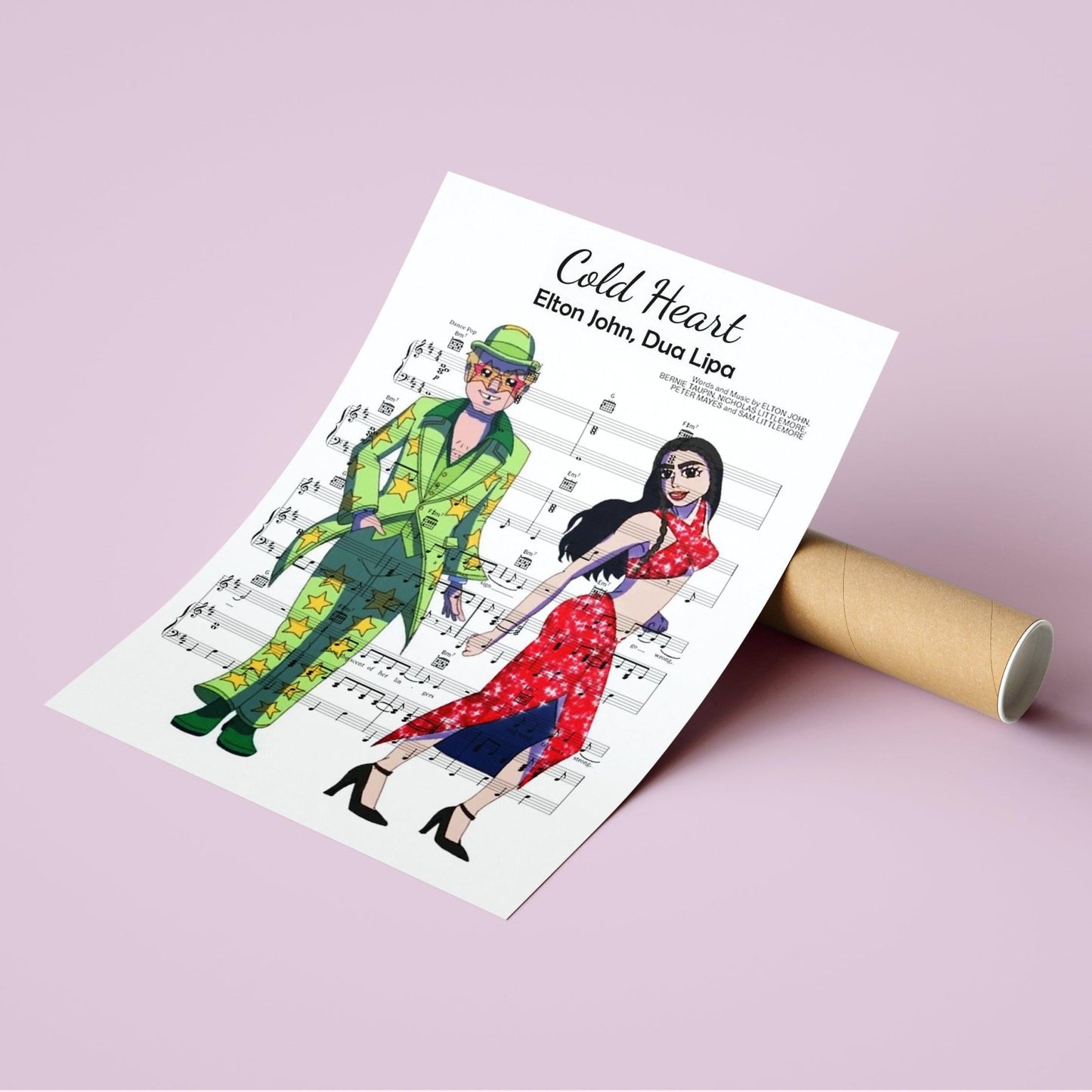 Elton John, Dua Lipa ~ Cold Heart Song Music Print - 98typesMusic