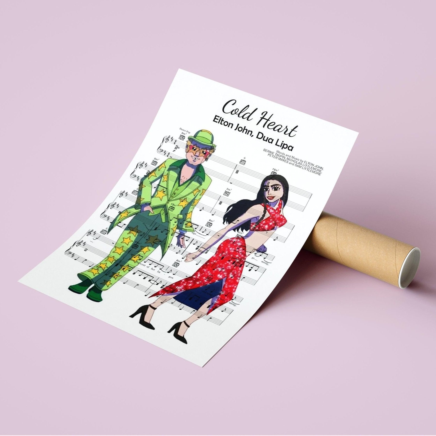 Elton John, Dua Lipa ~ Cold Heart Song Music Print - 98typesMusic
