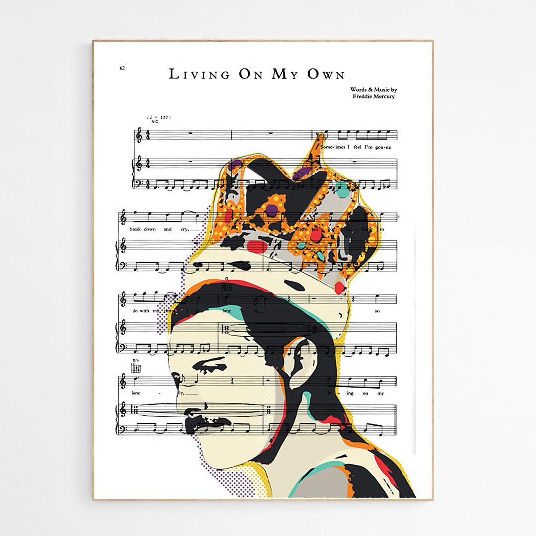 Freddie Mercury - Living On My Own Poster - 98typesMusic